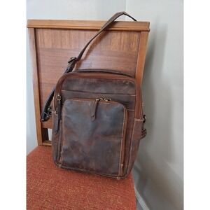 Vtg Style Leather Messenger Bag Crossbody Satchel Shoulder Brown Men's Unisex